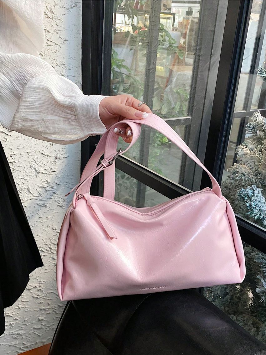 PU Hobo Bag Silver Zipper