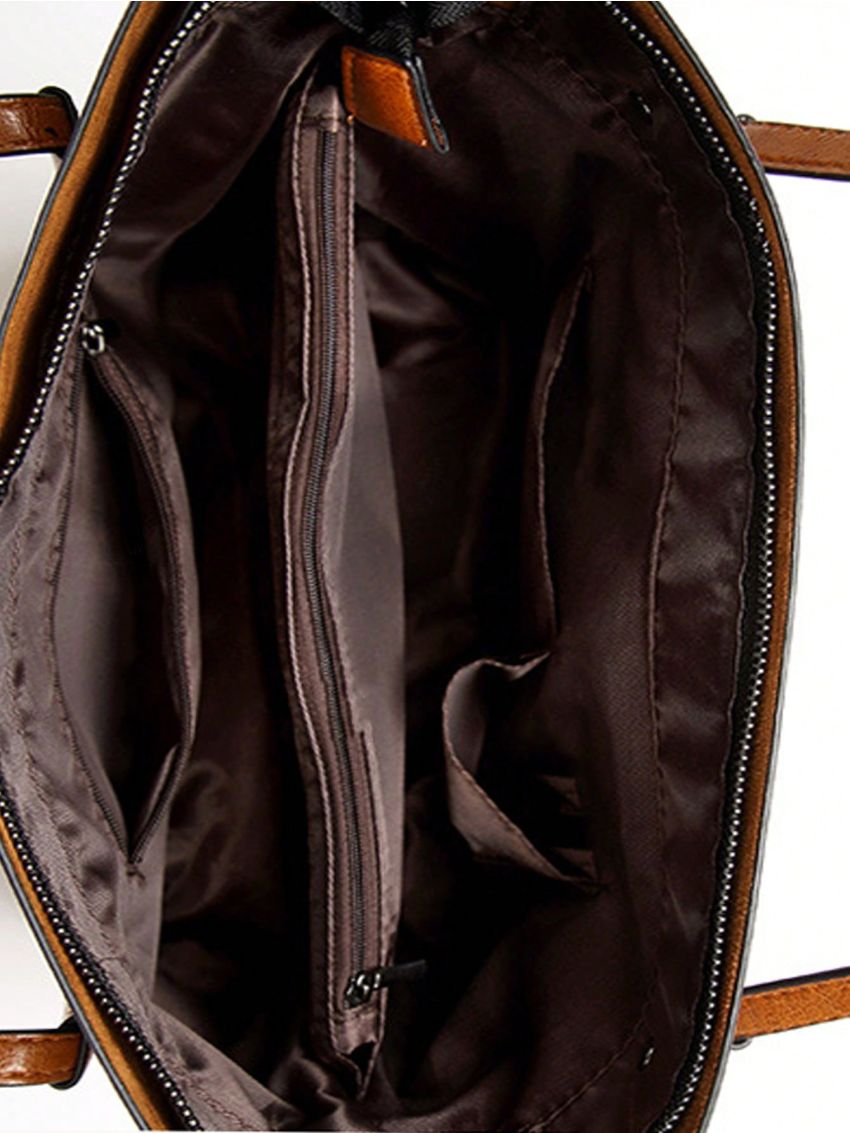 PU Shoulder Bag Brown Minimalist