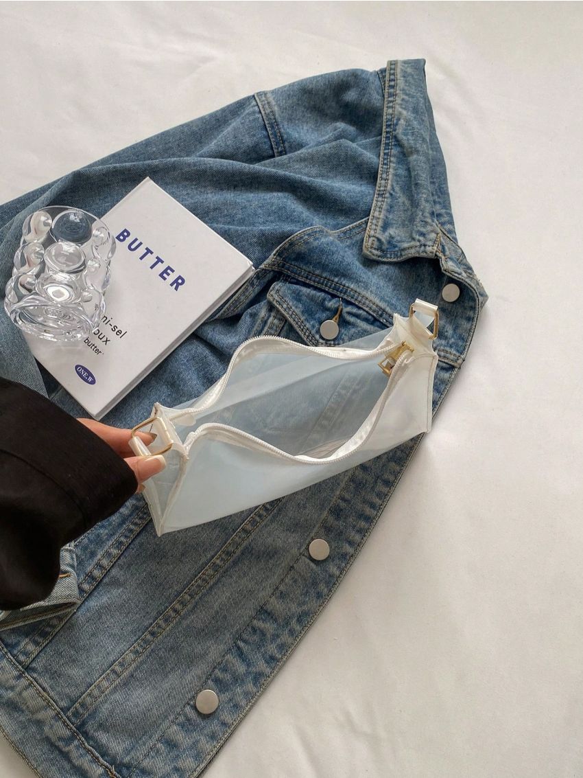 PVC Baguette Bag Zipper Small, Clear Bag