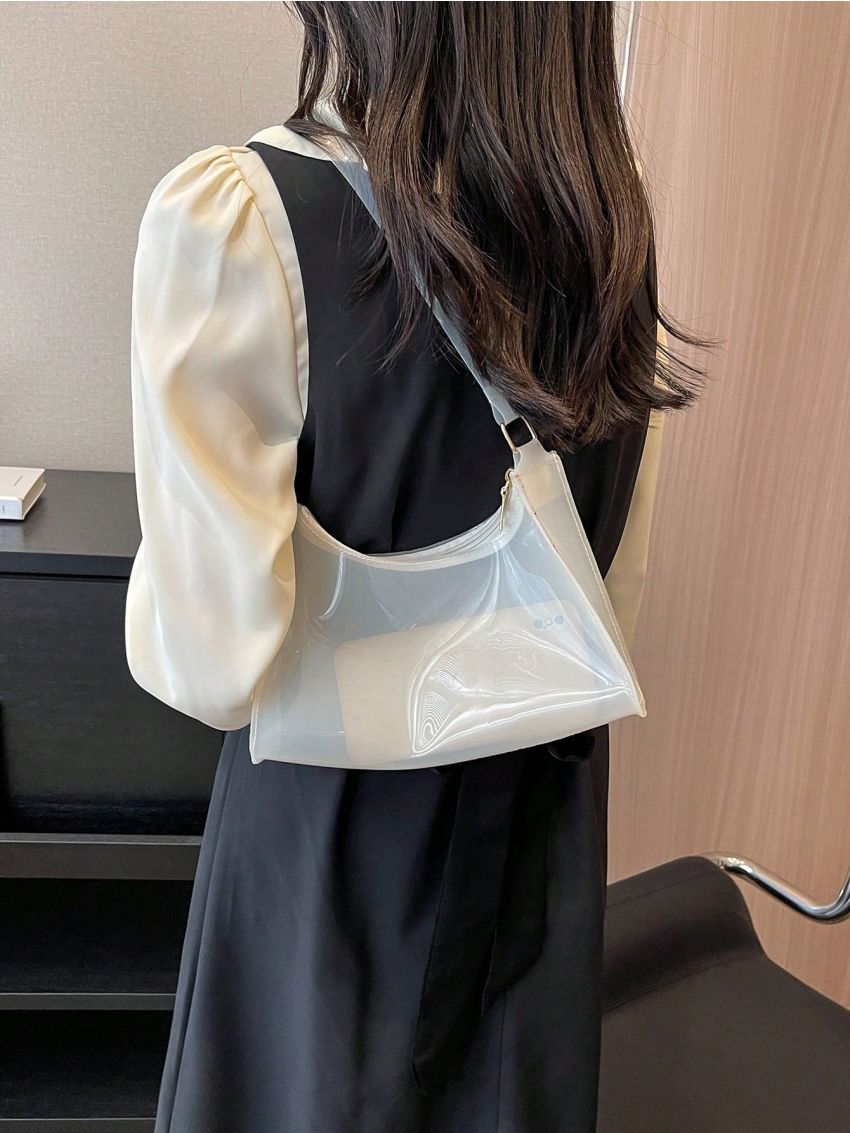 PVC Baguette Bag Zipper Small, Clear Bag