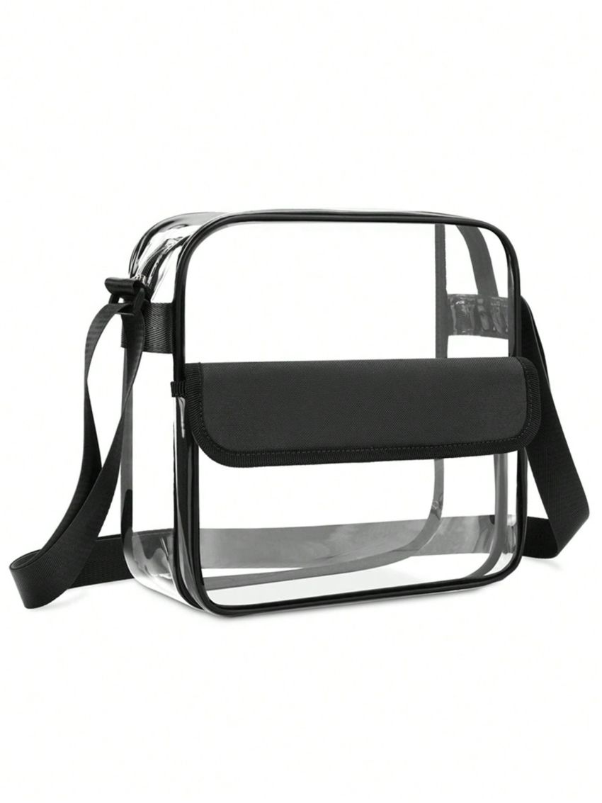 PVC Clear Bag Cross Transparent Body Bag Waterproof See Through Zippered Tote Bag For Travel Concert