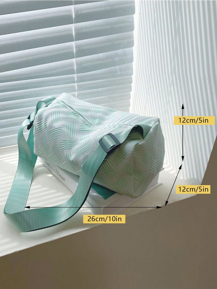 Geometric Pattern Hobo Bag Zipper Adjustable Strap