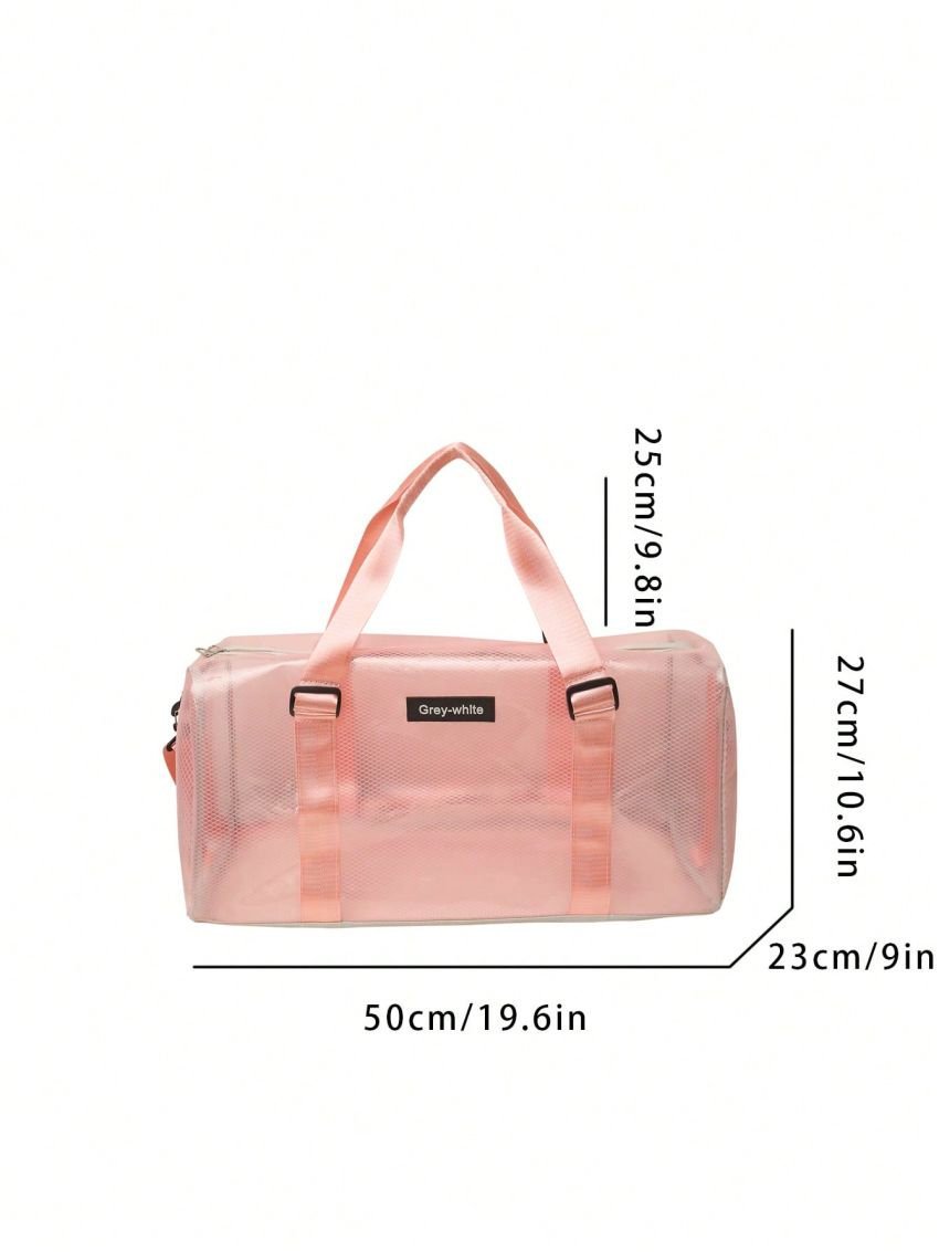 Letter Patch Decor Travel Bag Double Handle Clear Design PVC