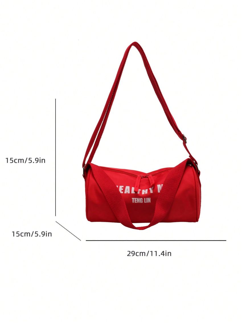 Letter Graphic Bucket Bag Medium Zipper Red