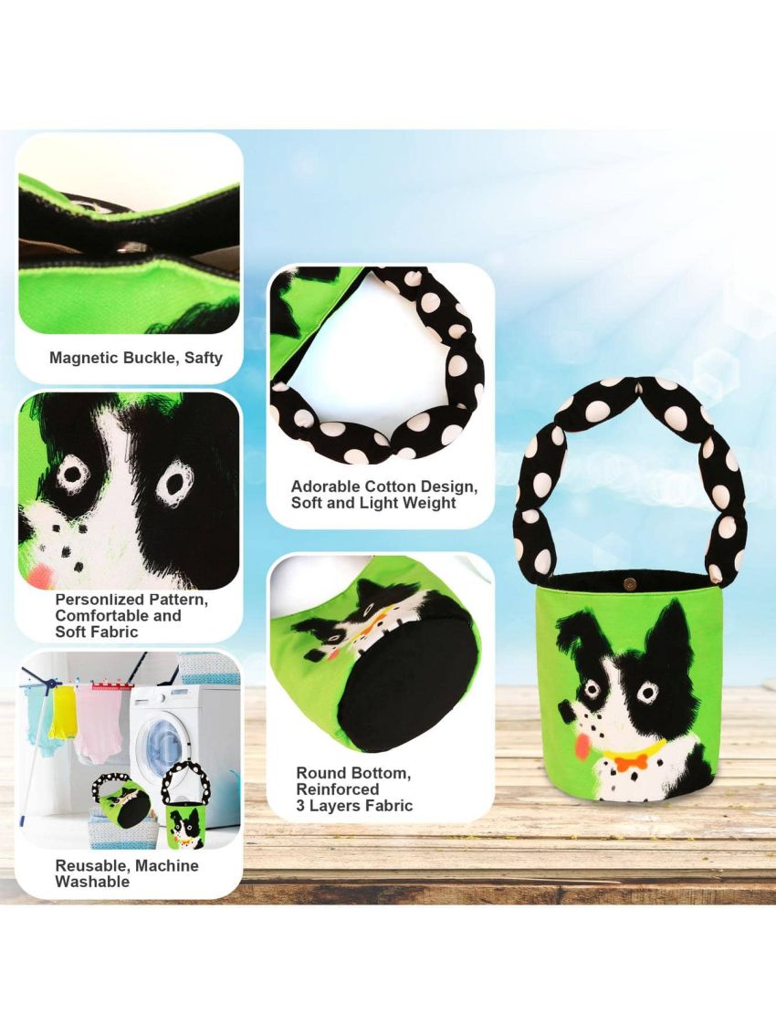 BeeGreen Cute Basket Bag for Kids,Girl,Children Party Bucket Basket Bag w  Padded Handle Candy Bucket Bags w Magnetic Buckle Collapsible Basket w 2 Inner Pouch Toy Storage Bags for Kids Dog…