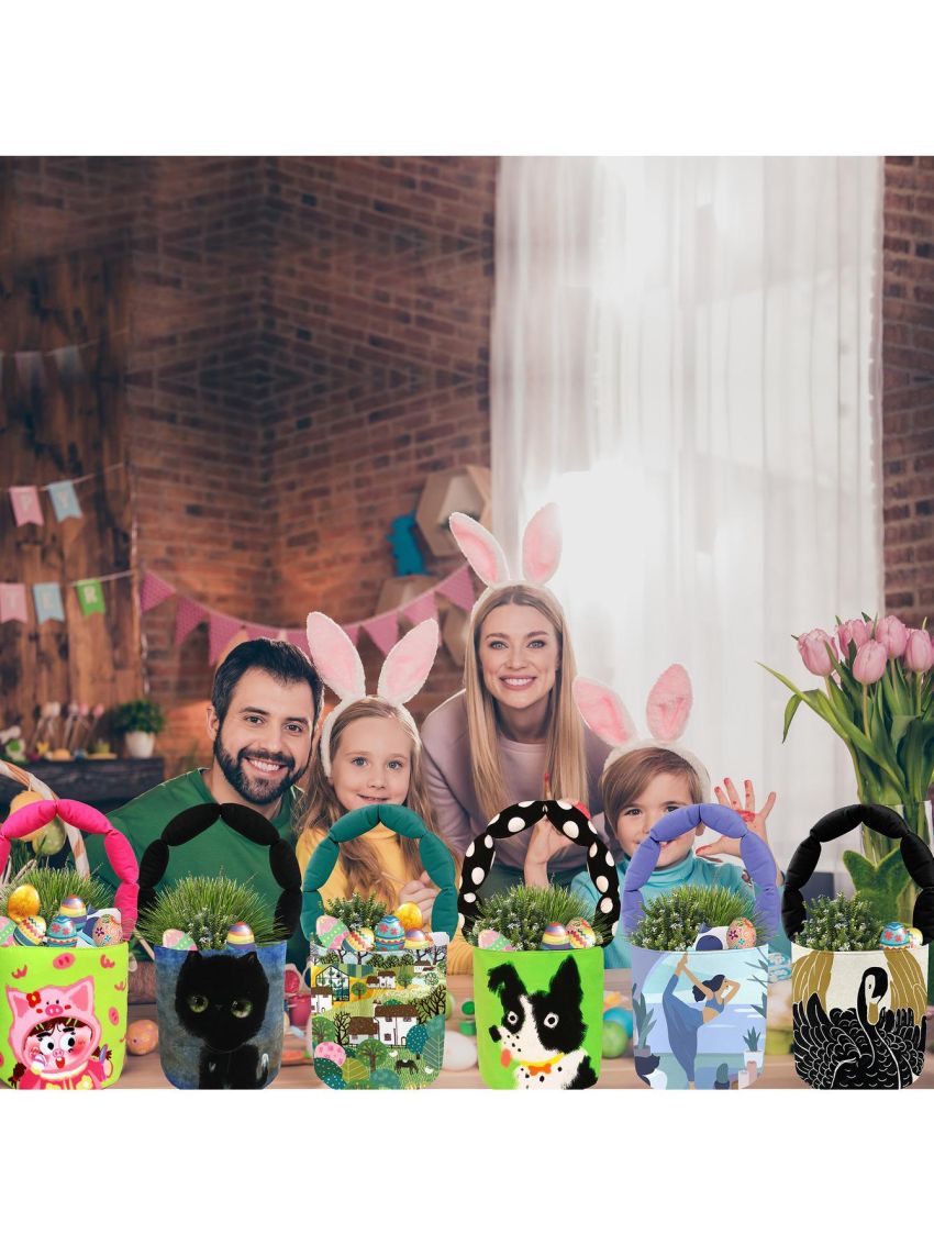 BeeGreen Cute Basket Bag for Kids,Girl,Children Party Bucket Basket Bag w  Padded Handle Candy Bucket Bags w Magnetic Buckle Collapsible Basket w 2 Inner Pouch Toy Storage Bags for Kids Dog…