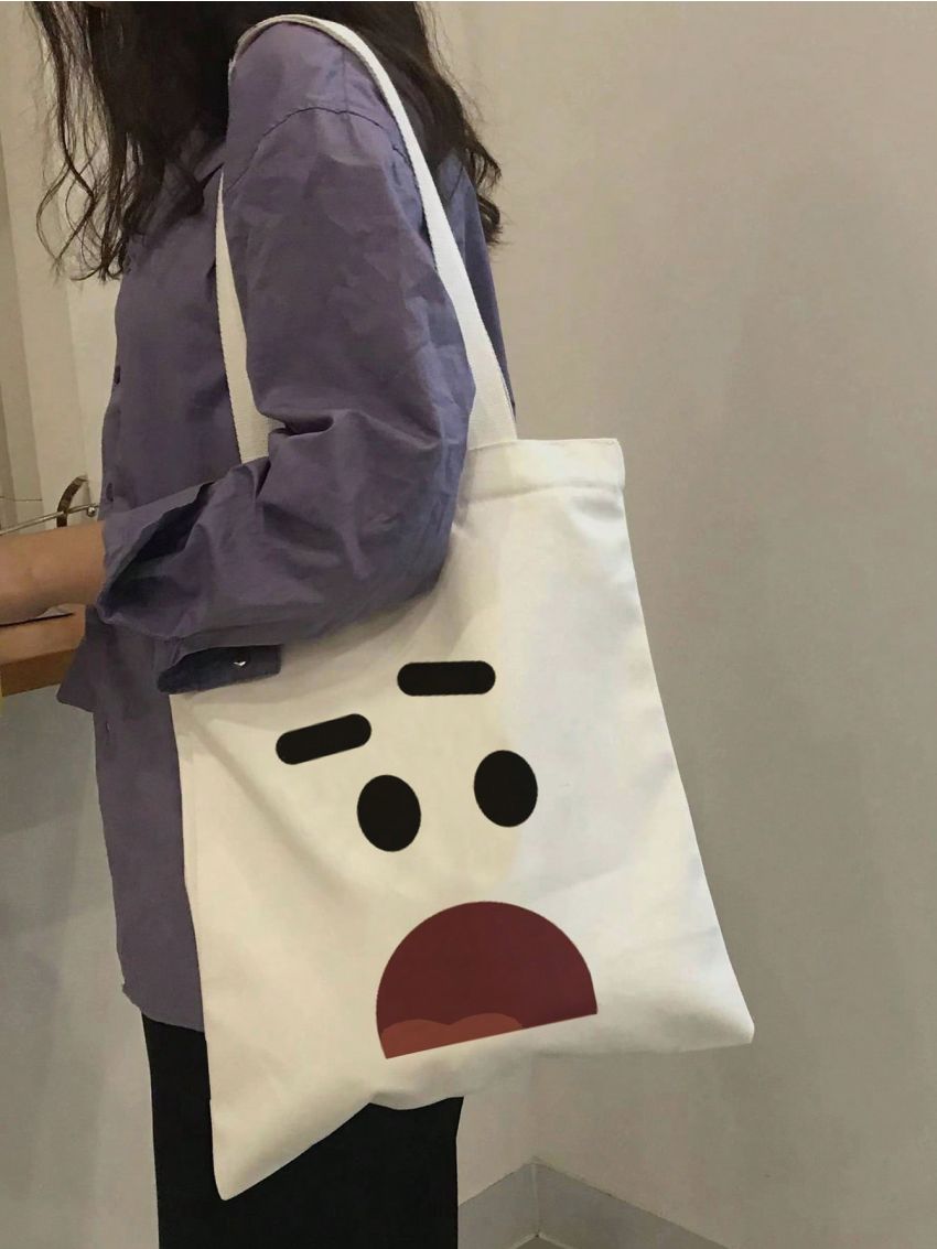 Cartoon Graphic Shopper Bag Small Preppy Double Handle