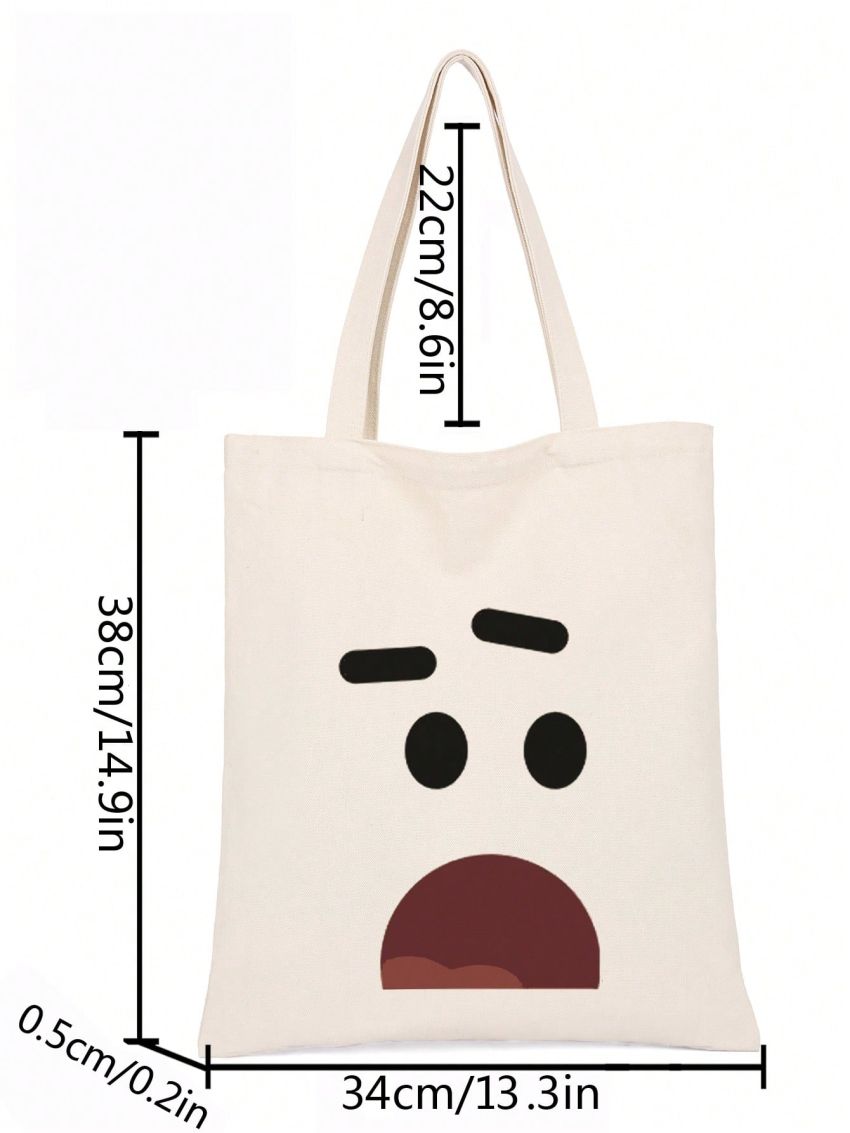 Cartoon Graphic Shopper Bag Small Preppy Double Handle