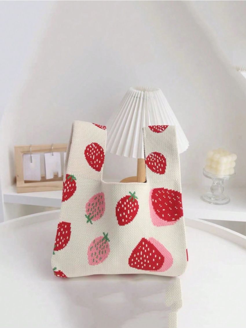Small Crochet Bag Strawberry Pattern Double Handle