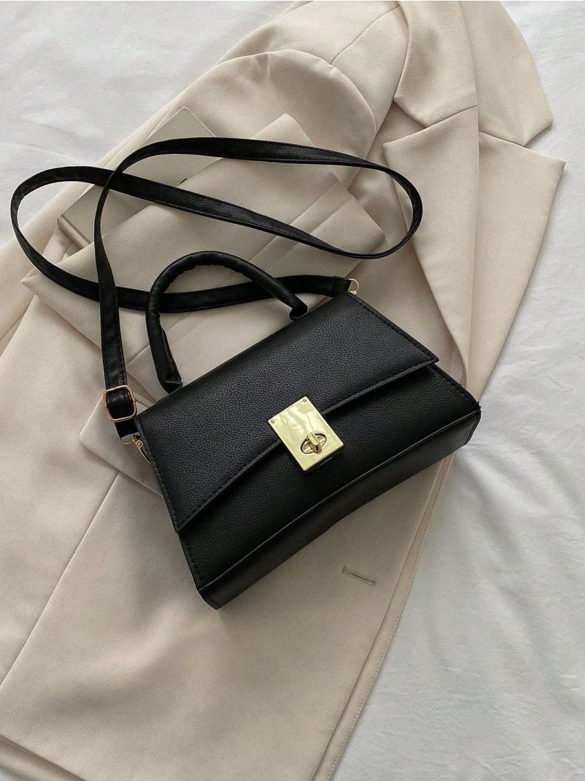 Black Novelty Bag Flap Top Handle For Work