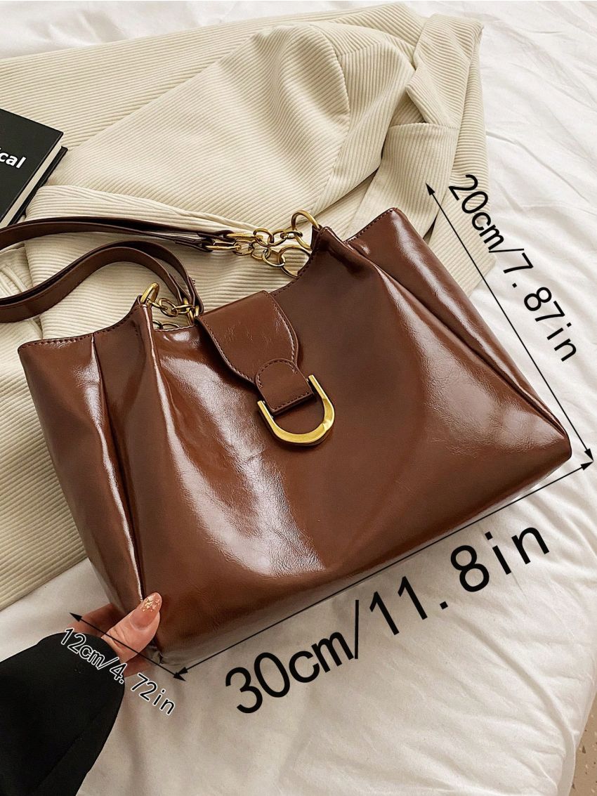 Small Shoulder Tote Bag Metal Decor Vintage