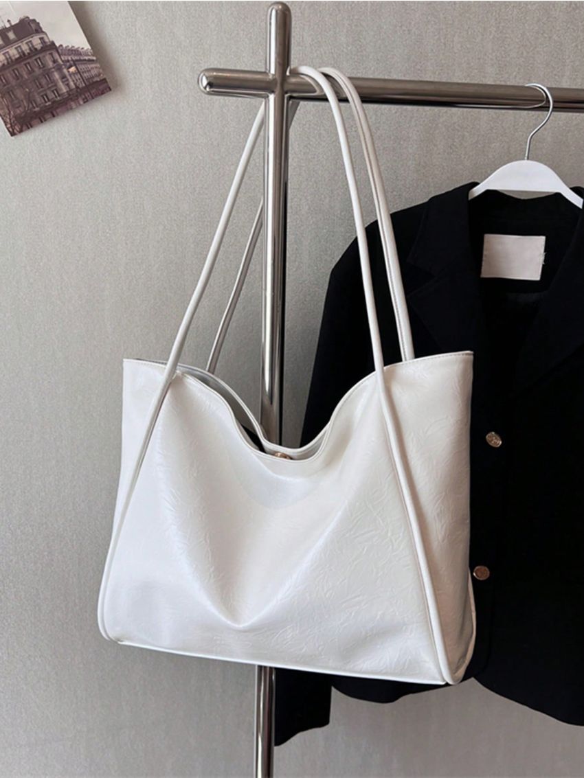 Medium Shoulder Tote Bag Minimalist White