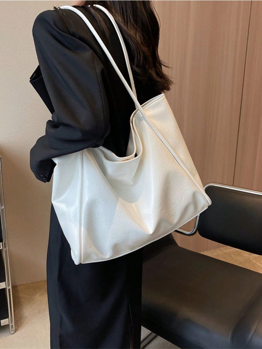 Medium Shoulder Tote Bag Minimalist White