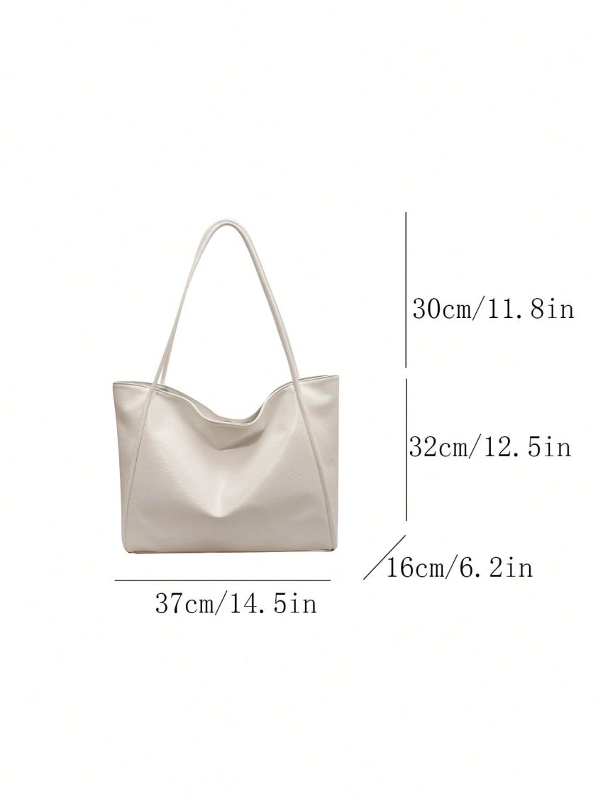 Medium Shoulder Tote Bag Minimalist White