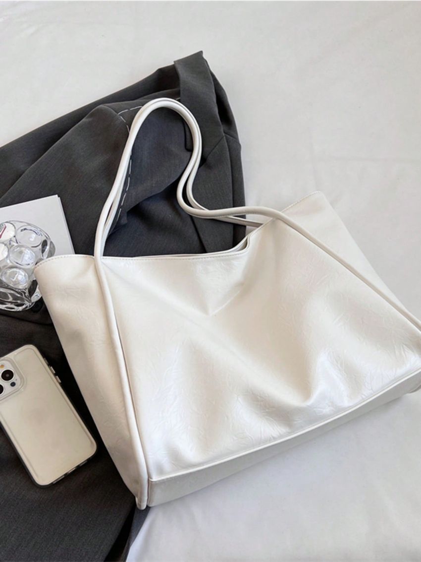 Medium Shoulder Tote Bag Minimalist White