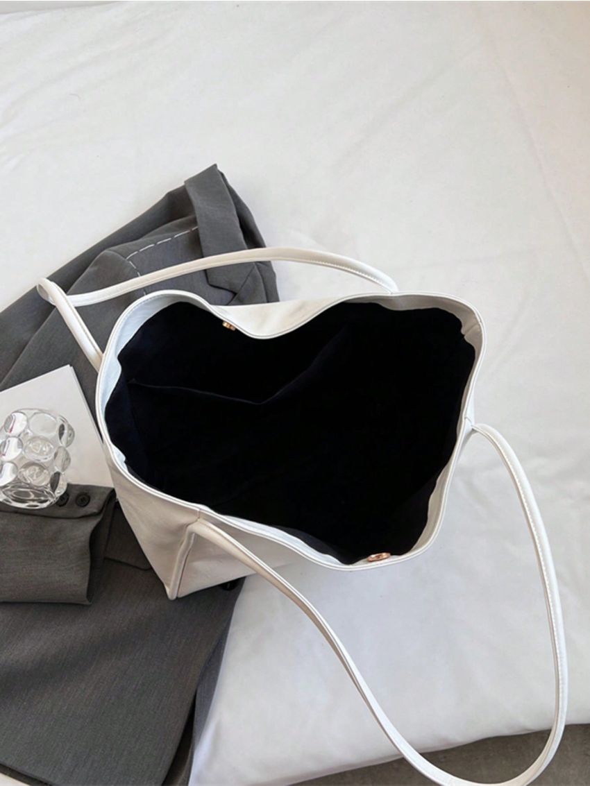 Medium Shoulder Tote Bag Minimalist White