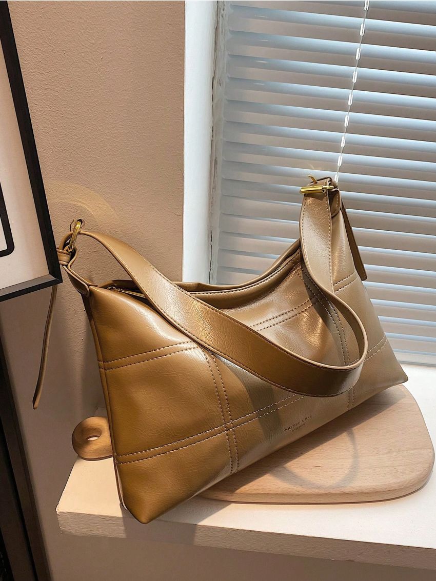 Large Hobo Bag Quilted Pattern Minimalist