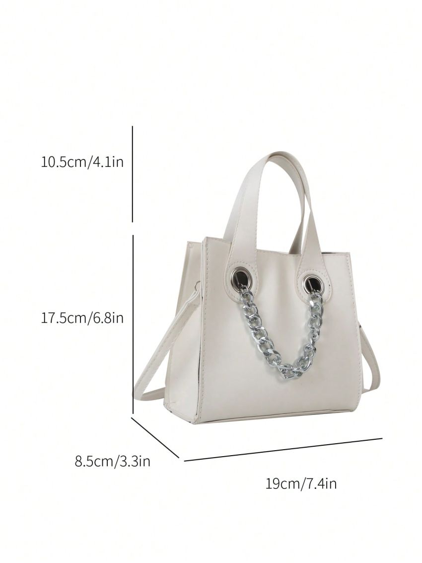 Mini Square Bag Chain Decor Grommet Eyelet Detail