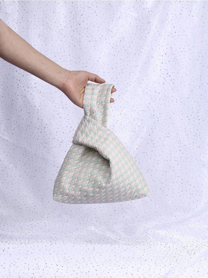Small Hobo Bag Two Tone Houndstooth Pattern