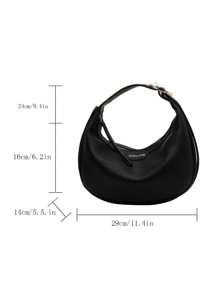 Medium Hobo Bag Litchi Embossed Letter Graphic