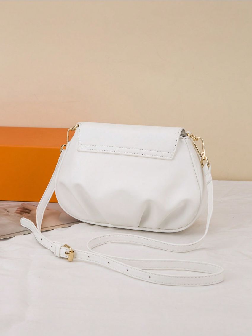 Fashion Trend Underarm Bag White Small Bag Pleated Soft Diagonal Shoulder Bag