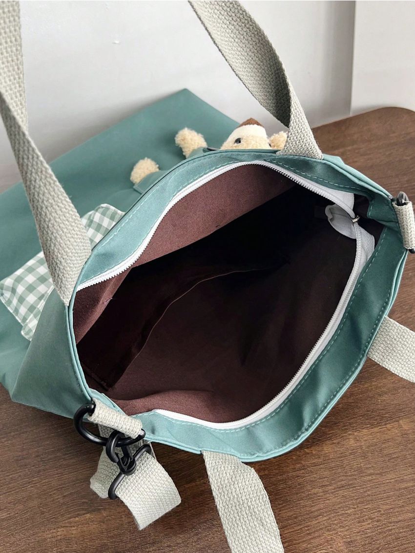 Letter Patch Decor Square Bag Cartoon Bear Decor