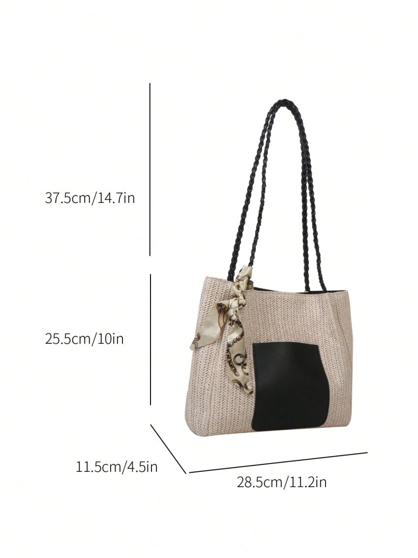 Medium Straw Bag Patch & Twilly Scarf Decor