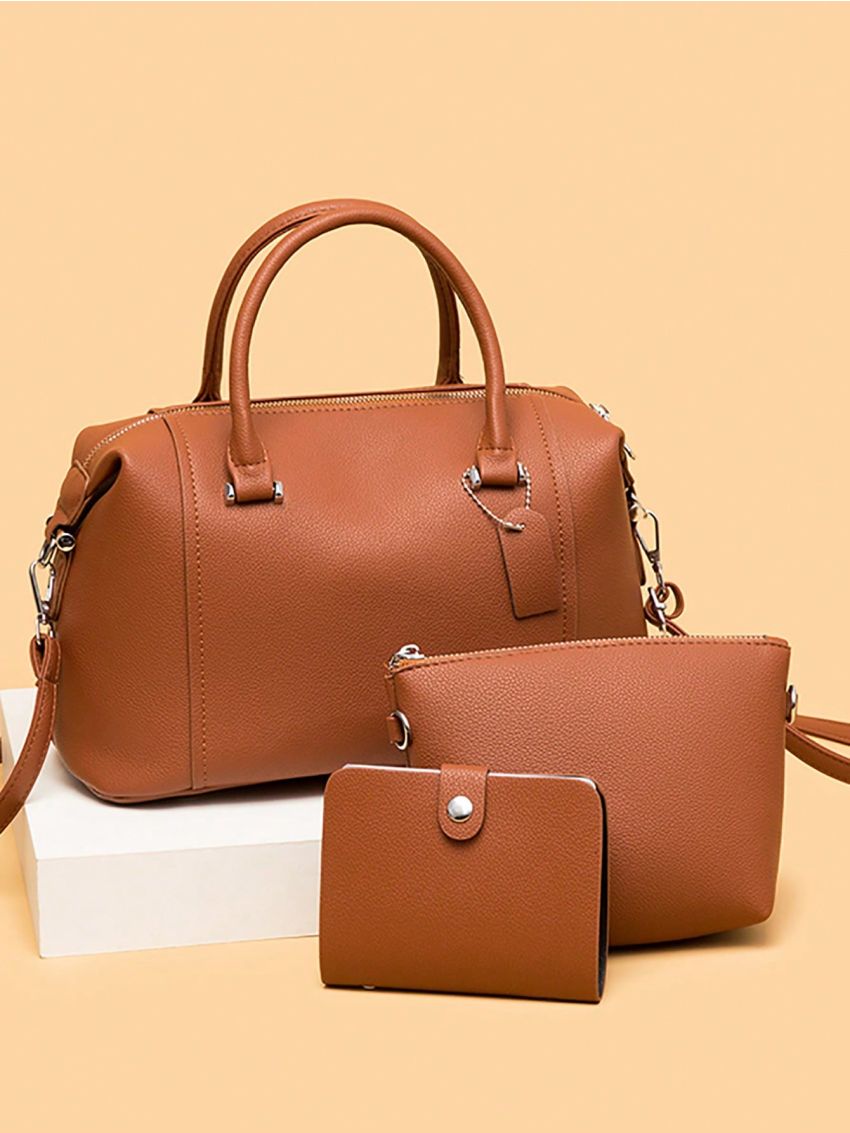 3pcs Bag Set Tote Bag Square Bag Coin Purse Vintage, Best Work Bag For Women