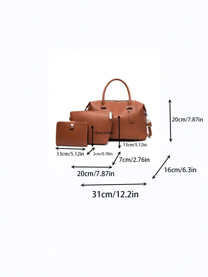 3pcs Bag Set Tote Bag Square Bag Coin Purse Vintage, Best Work Bag For Women
