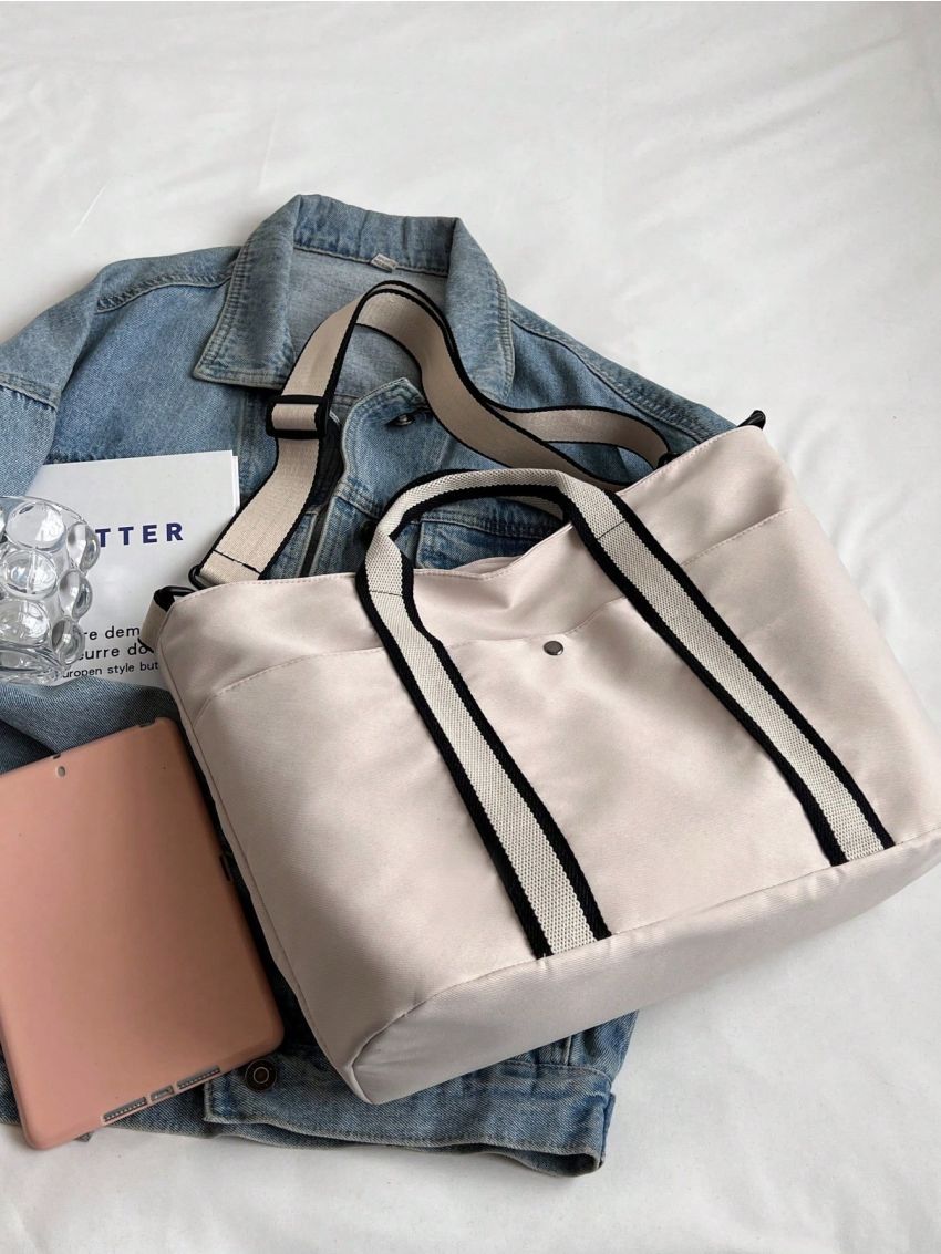 Medium Shopper Bag Striped Detail Casual