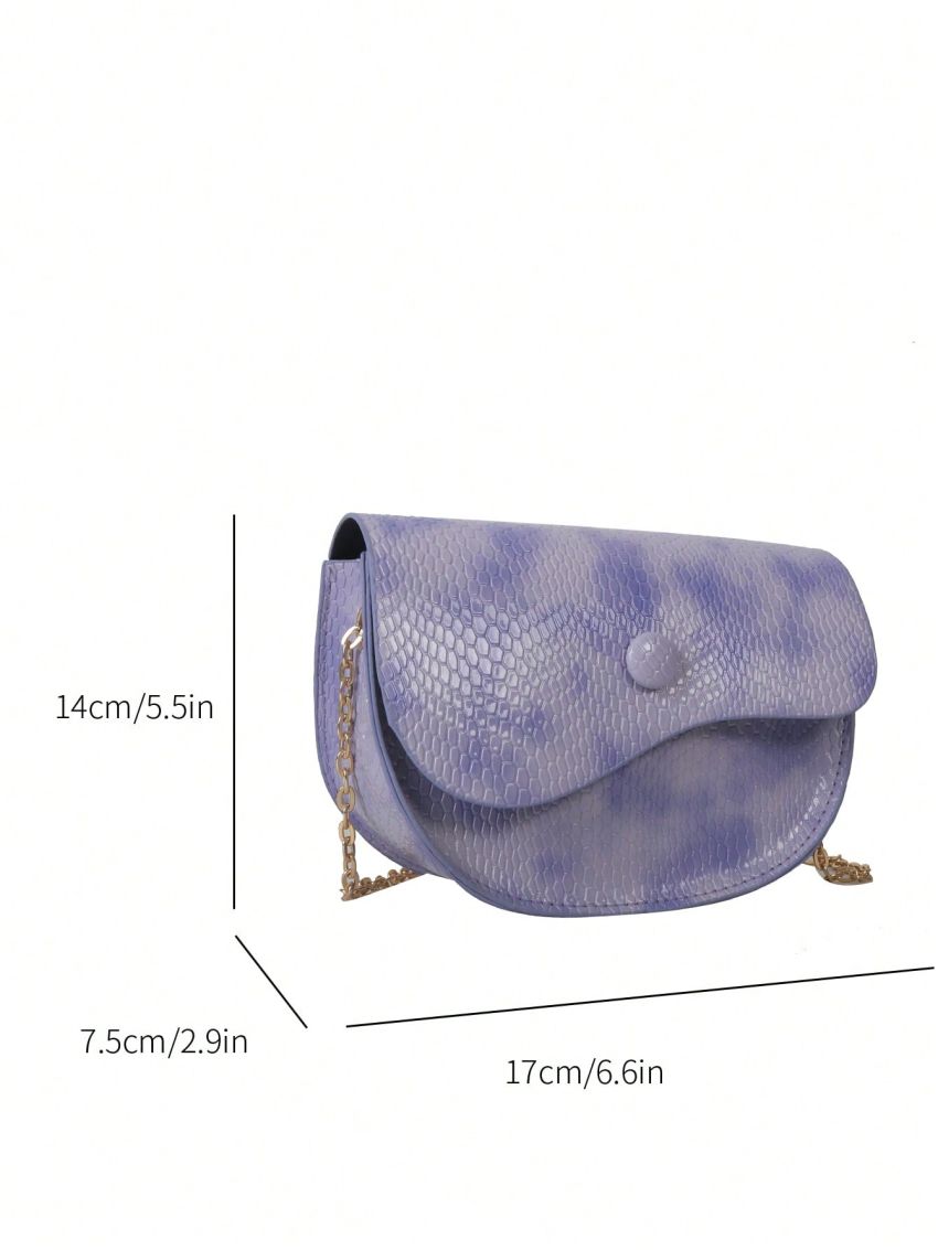 Mini Saddle Bag Embossed Design Colorblock Chain Strap