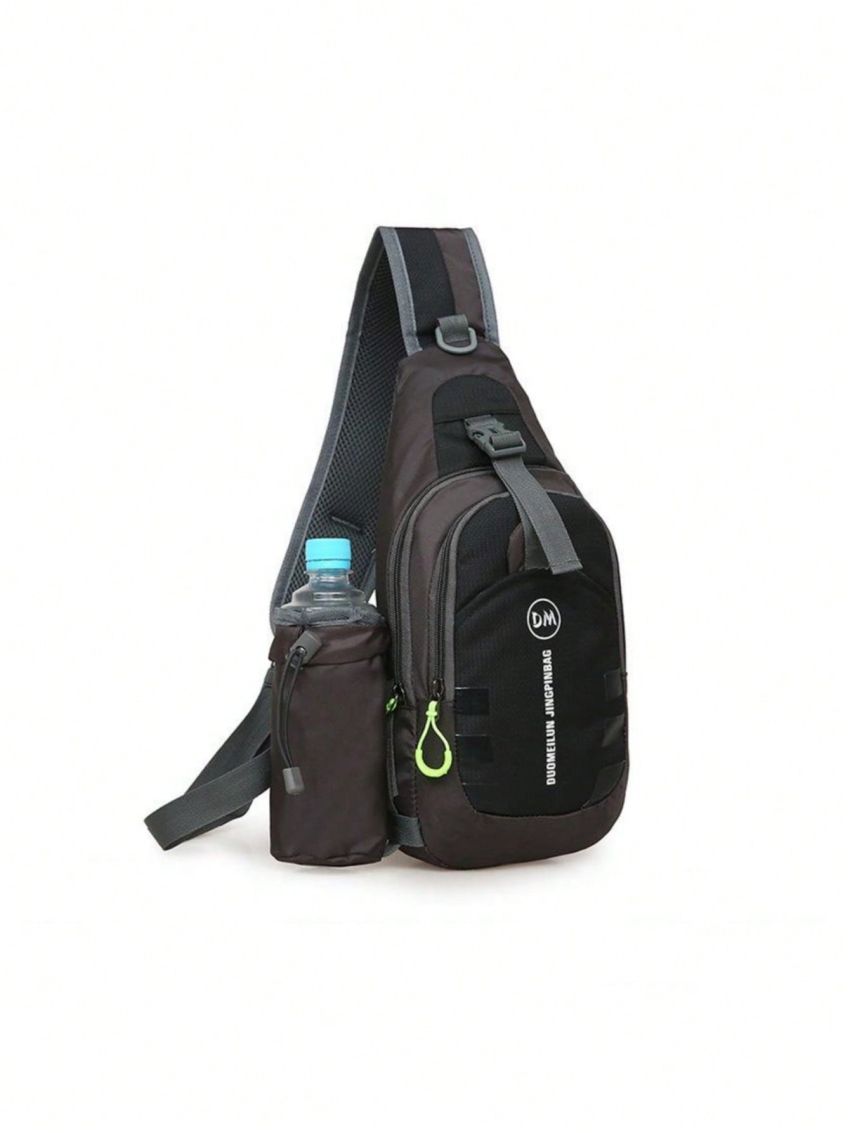 Outdoor Sports Sling Bag Casual Nylon Crossbody Bag Waterproof Chest Bag With Water Bottle Holder For Running Hiking