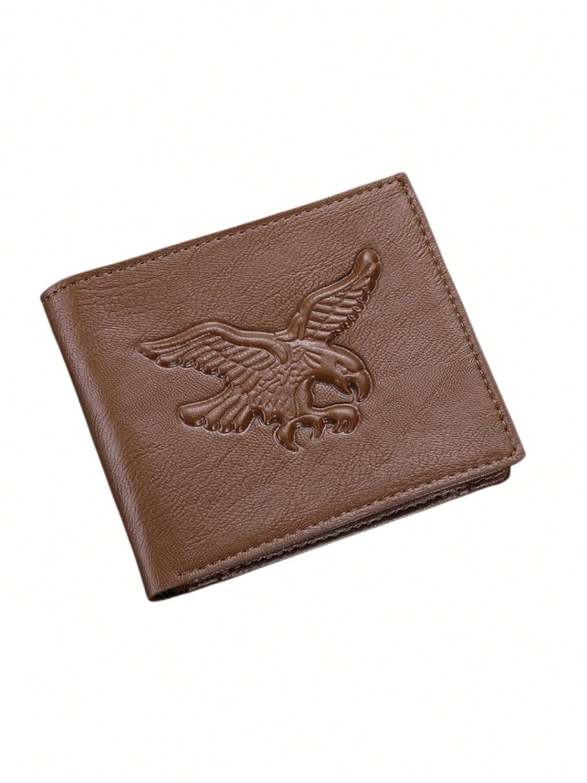 Eagle Embossed Small Wallet Solid Color Fold Over