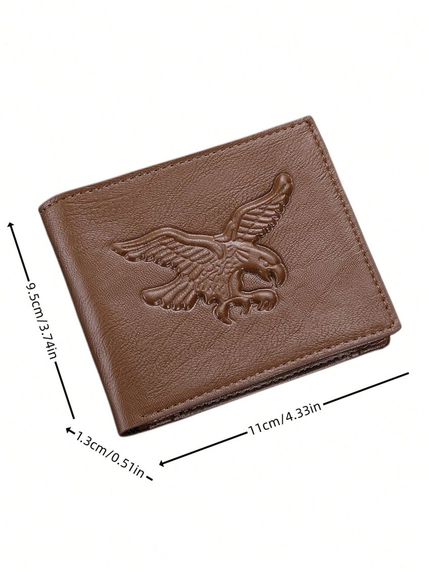 Eagle Embossed Small Wallet Solid Color Fold Over