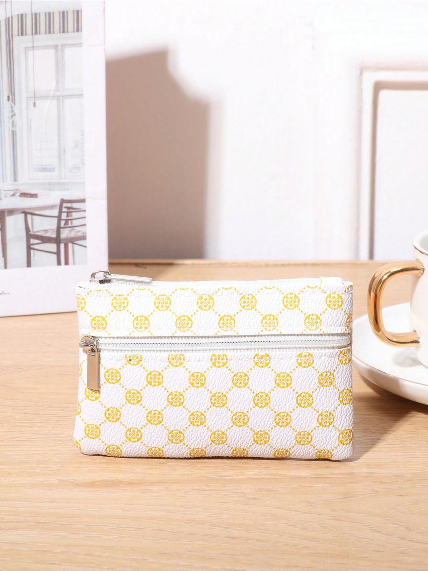 Geometric Pattern Coin Purse Zipper Fashion Style