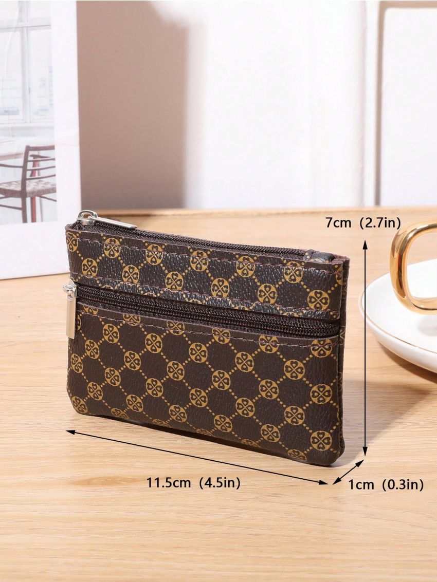 Geometric Pattern Coin Purse Zipper Fashion Style