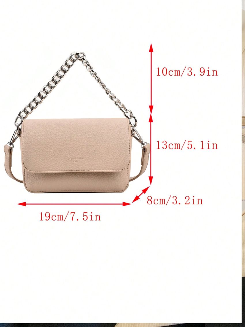 Mini Square Bag Chain Decor Litchi Embossed Flap PU