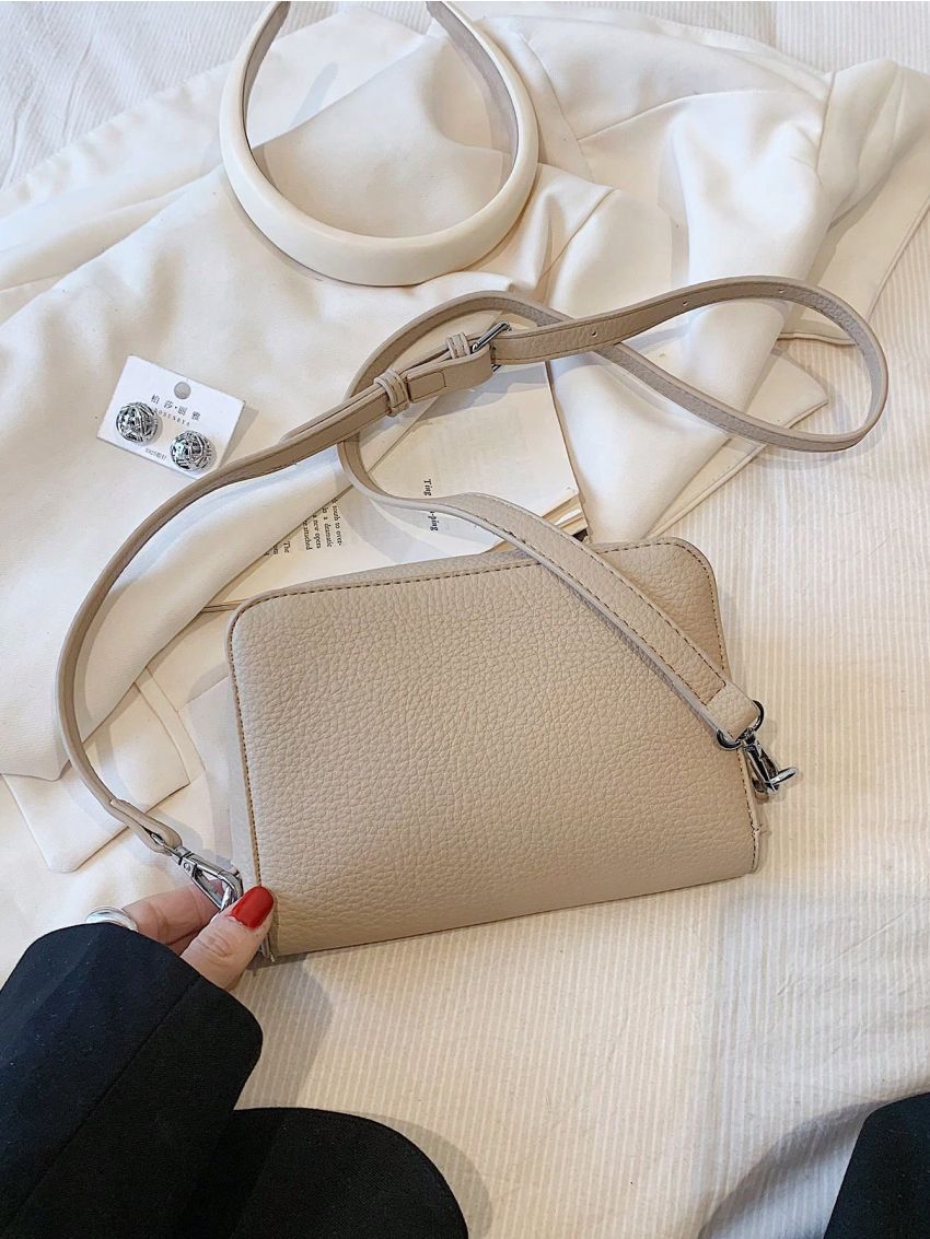 Mini Square Bag Chain Decor Litchi Embossed Flap PU