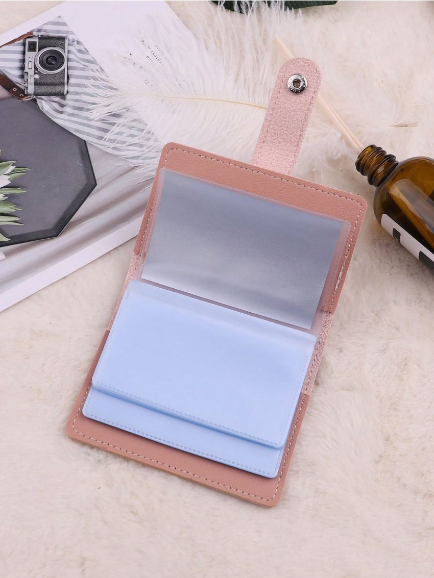 Pink Classic Card Holder Cartoon Crab Decor Snap Button PU