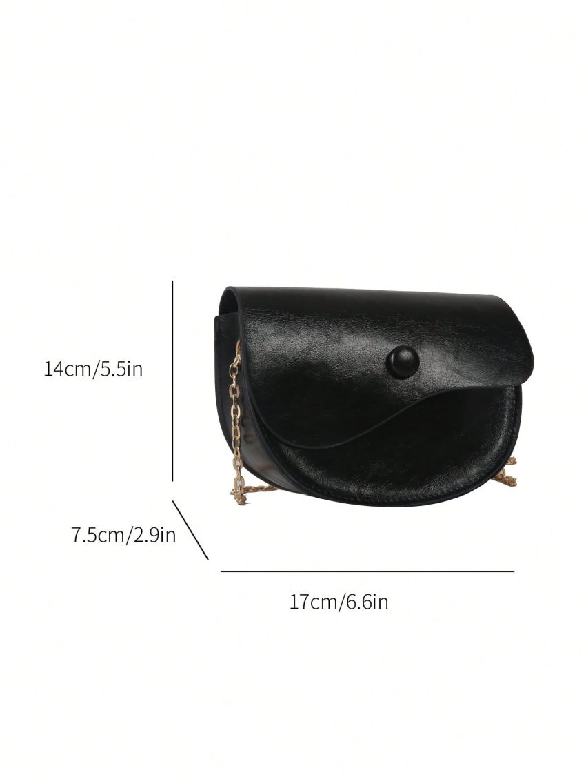 Mini Saddle Bag Snap Button Chain Flap PU