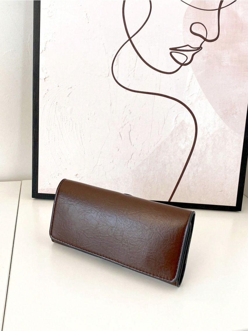 Crocodile Embossed Phone Wallet Snap Button Black Elegant
