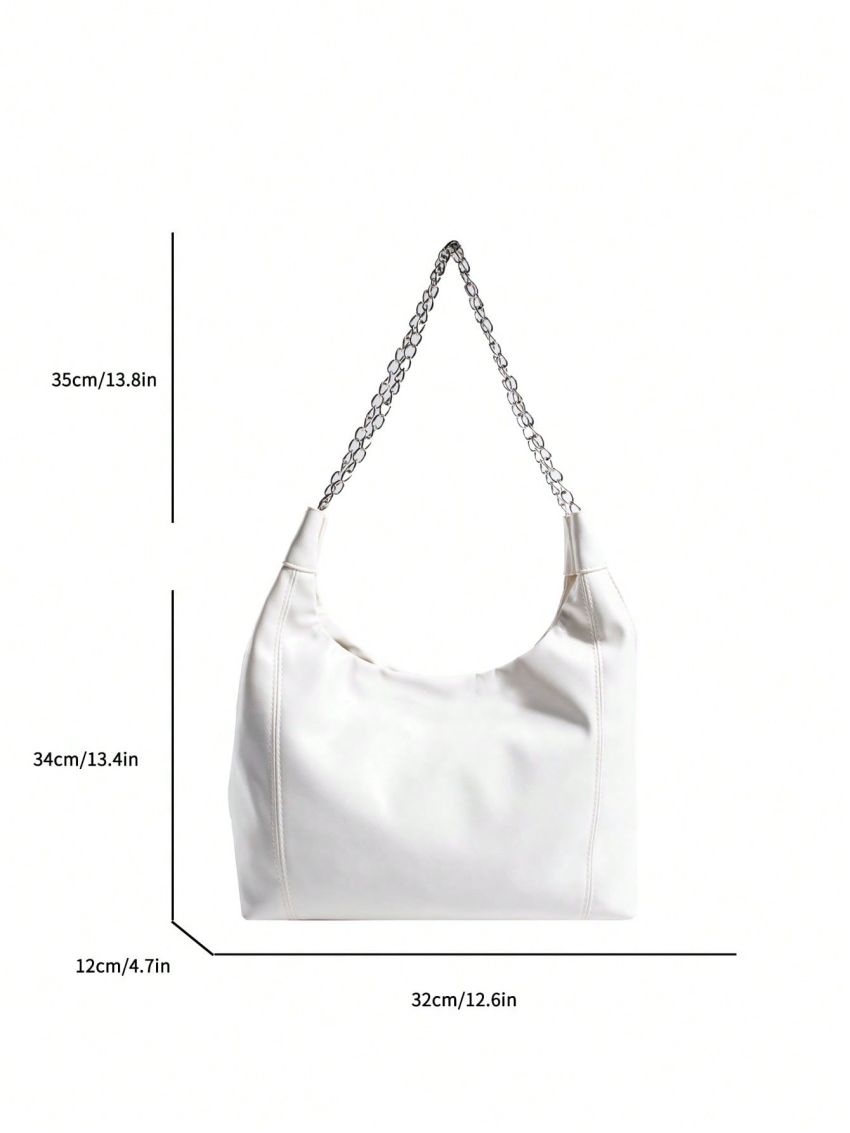Minimalist Shoulder Tote Bag Small Double Handle White
