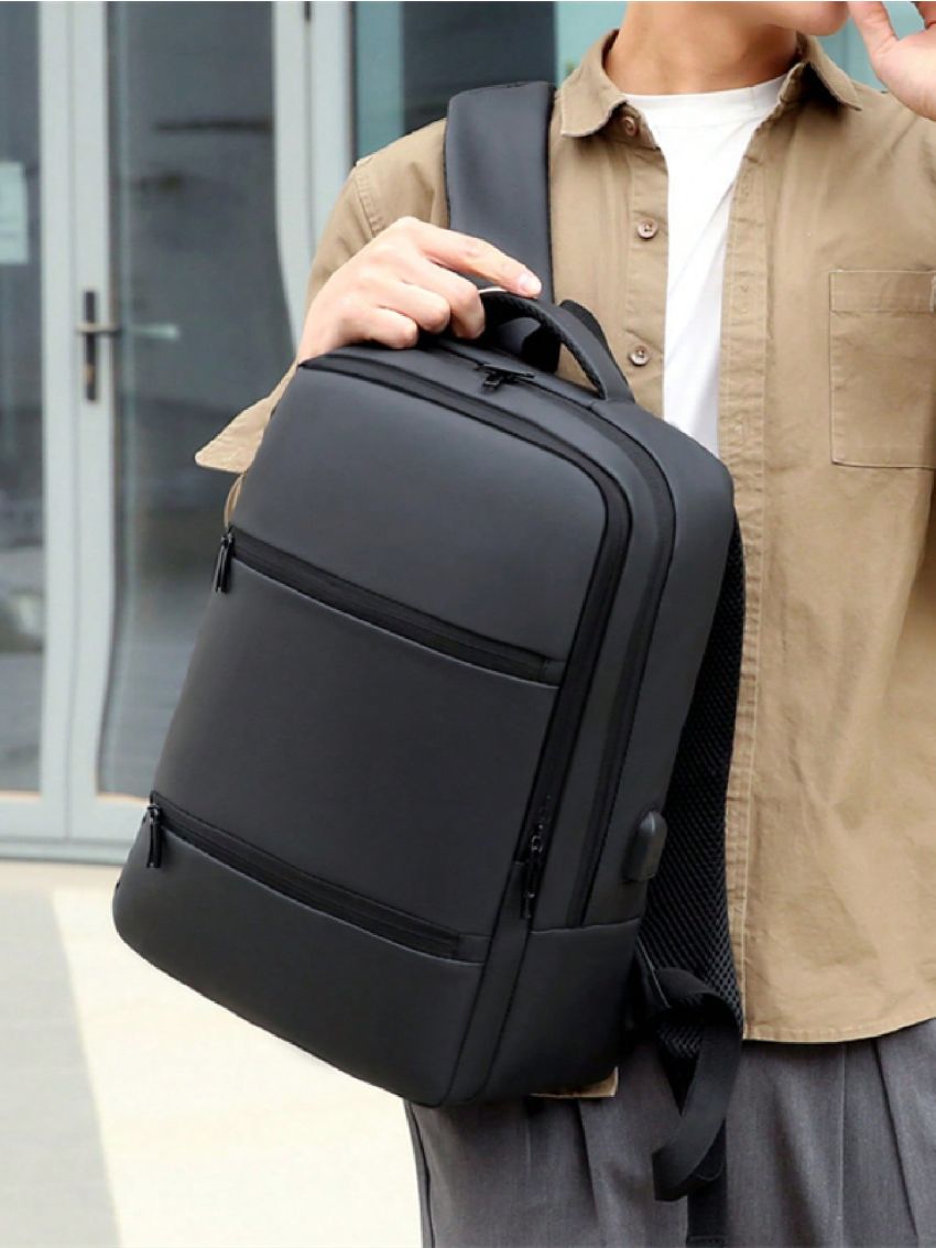 Minimalist Laptop Backpack Medium Zipper Black For Business Camping Bag