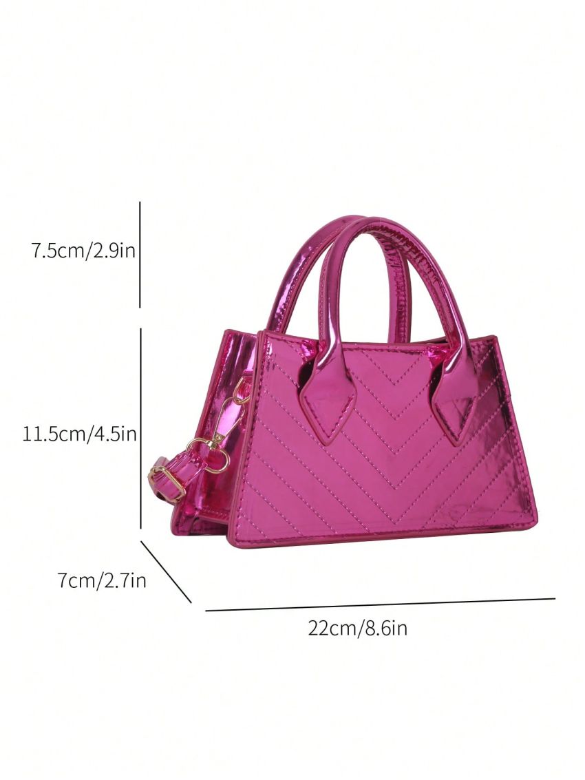 Chevron Square Bag Mini Double Handle Metallic Funky