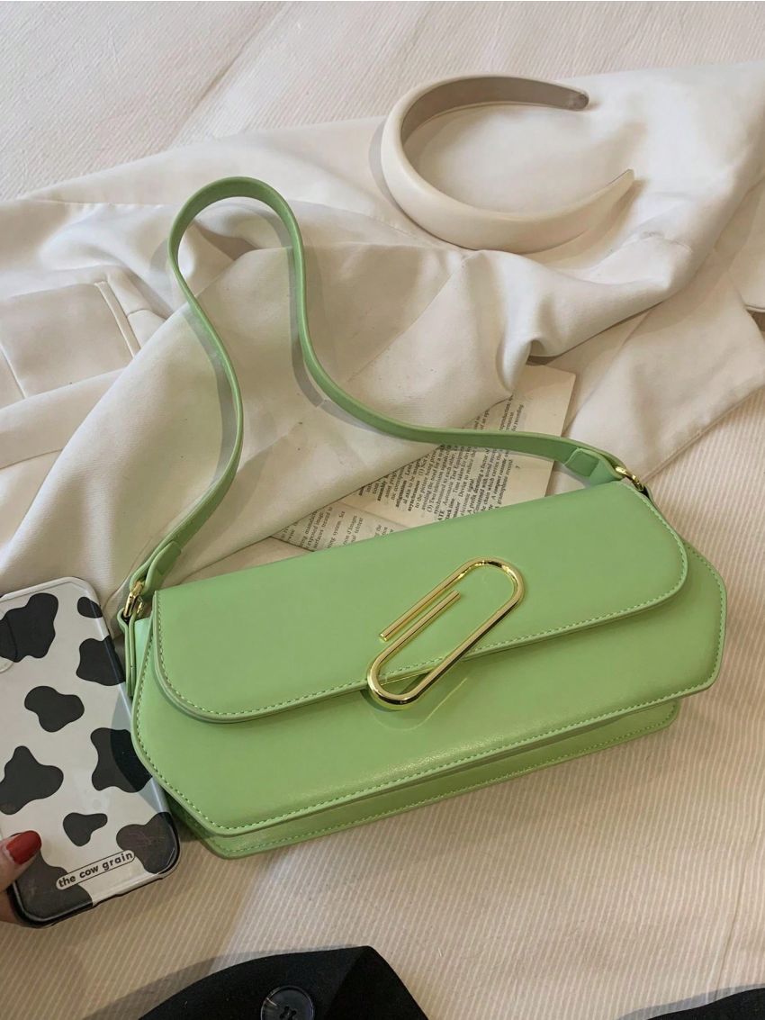 Medium Novelty Bag Green Paper Clip Decor