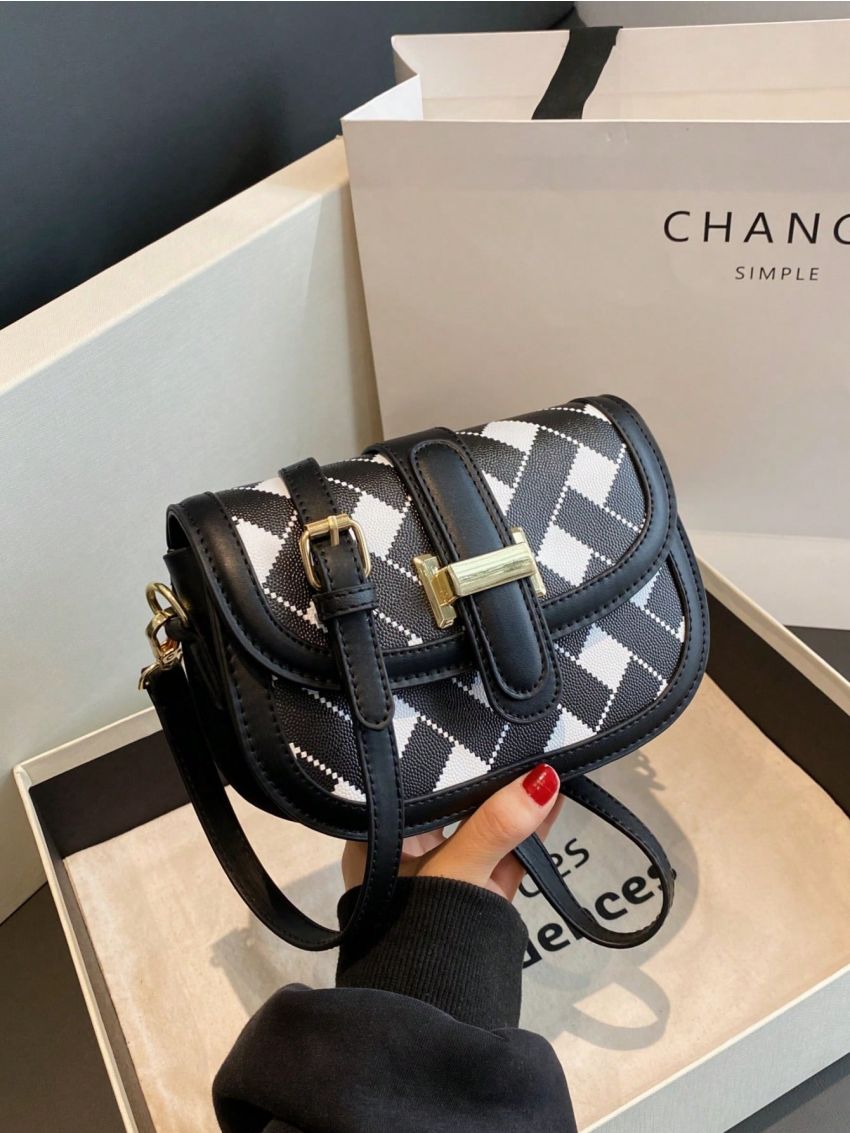 Small Saddle Bag Colorblock Flap For Daily