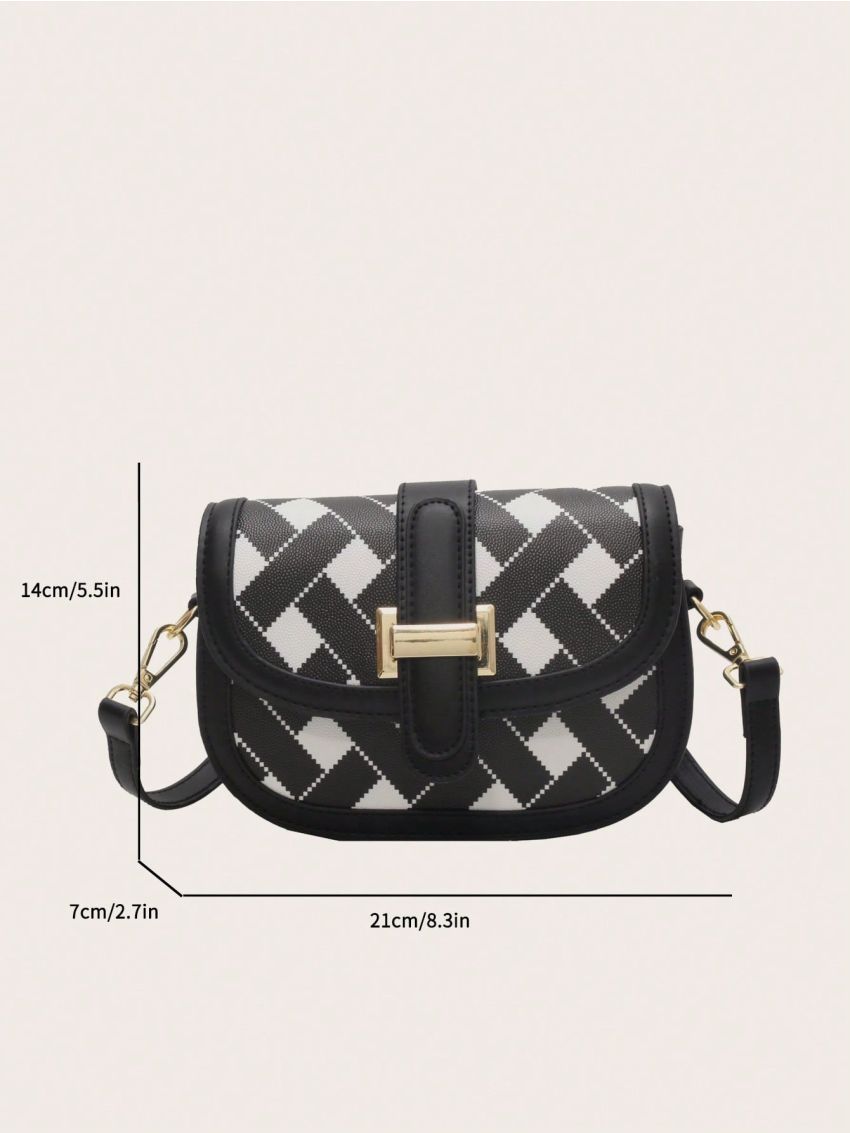 Small Saddle Bag Colorblock Flap For Daily