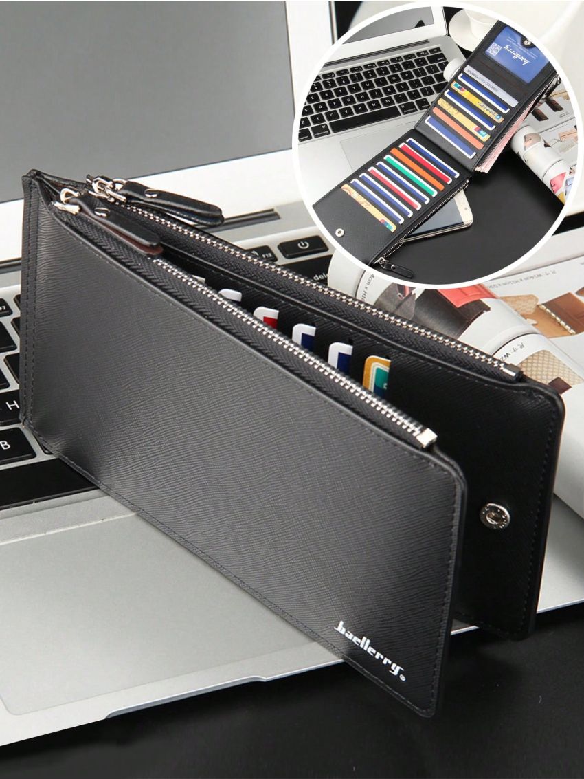 Men's Fashion Zipper Wallet Pocket Card Holder Large Capacity Business Multi-Card Ticket Cl