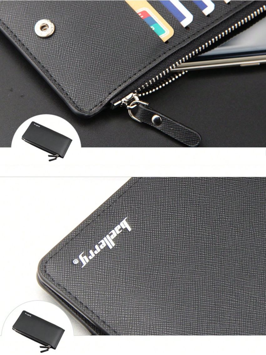 Men's Fashion Zipper Wallet Pocket Card Holder Large Capacity Business Multi-Card Ticket Cl