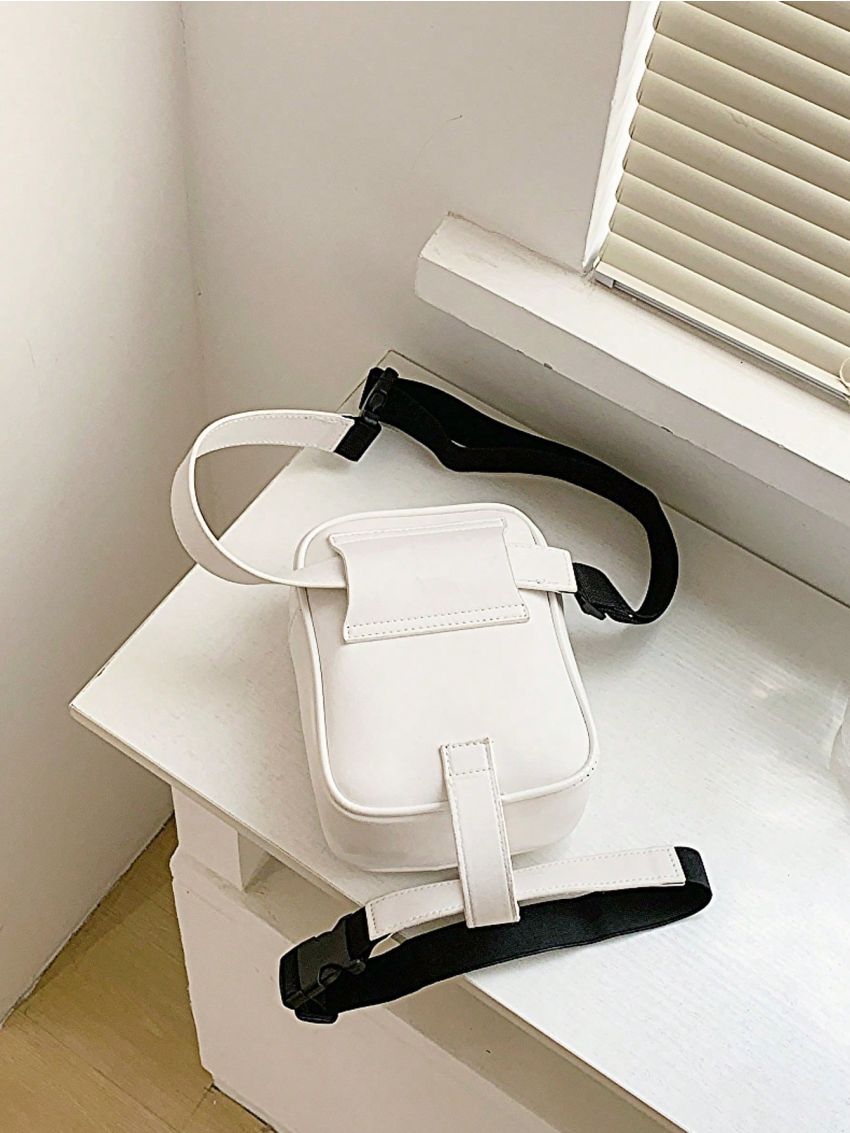 Mini PU Leg Bag Solid Color Release Buckle Design Zipper